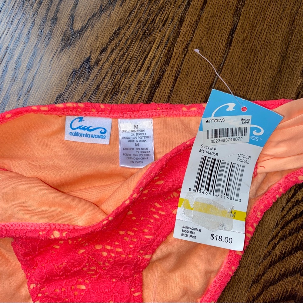 NWT California Waves 2-Piece Coral Swimsuit SET, M - Picture 9 of 9